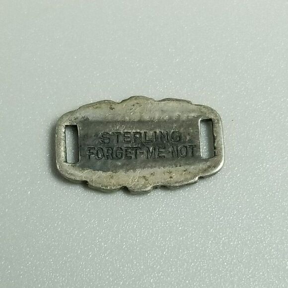 Vintage Jeanie Sterling Silver Forget-Me-Not Bracelet Charm Slide Link Engraved - Picture 7 of 7